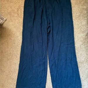 Women's Blue Linen Pants